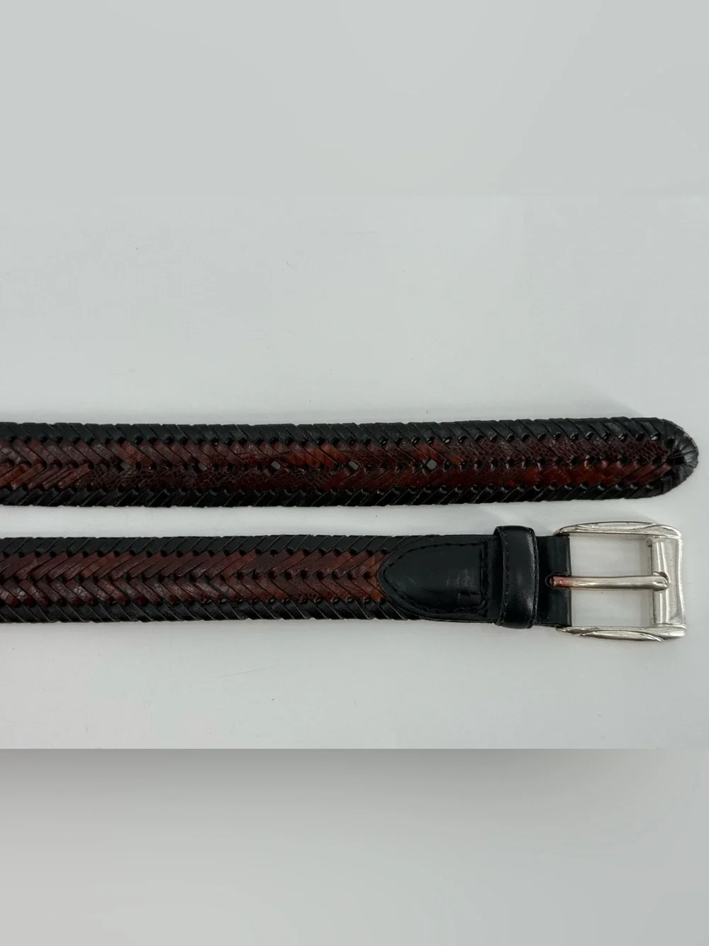 Men’s Braided Leather Belt 2 Tone 34